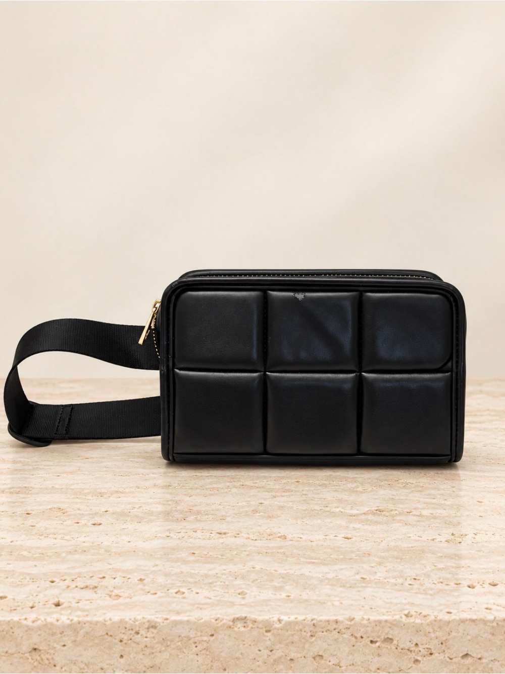 Amanda Uprichard Quilted Vegan Leather Belt Bag Black/Fanny Pack